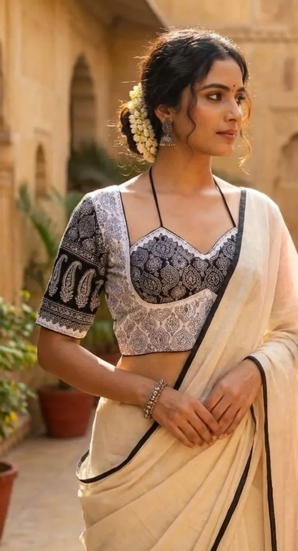 Black_And_White_Cotton_Blouse_For_Women