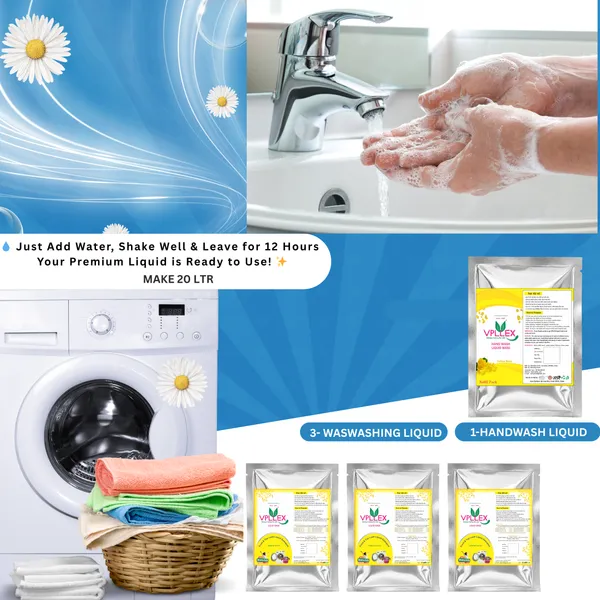 Vpllex_Washing_&_Handwash_Combo_Pack_|_3_Washing_Liquid_Base_Materials_+_1_Handwash_Base_Materials|_Makes_20_Liters_Premium_Liquid