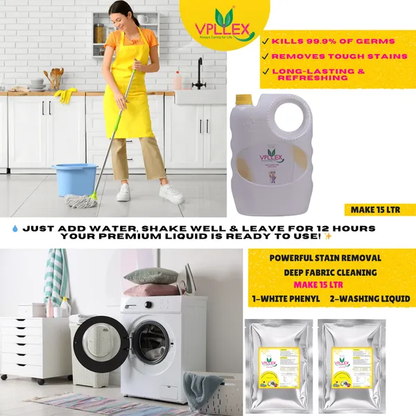 Vpllex_Cleaning_Liquid_Combo_Pack_|_1_Can_with_White_Phenyl_Base_(Mint_Fragrance)_+_2_Washing_Liquid_Base_Materials_|_Makes_15_Liters_Premium_Liquid