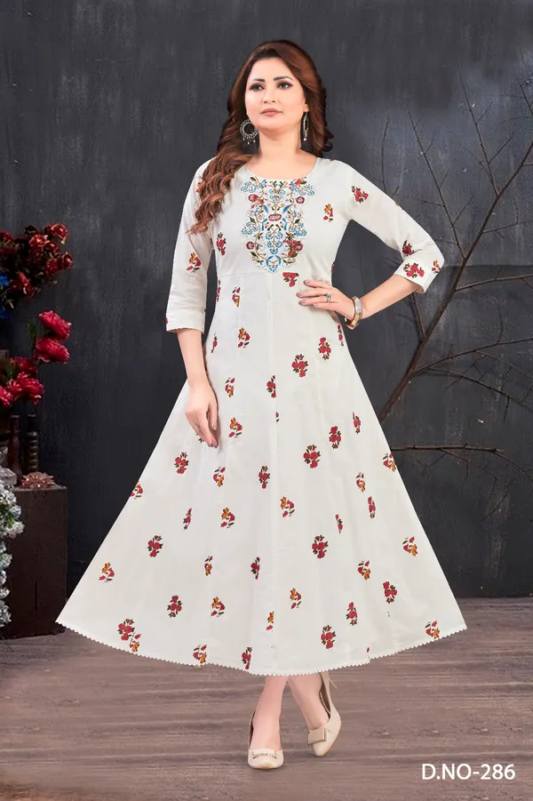 White_Floral_Embroidered_Anarkali_Kurti
