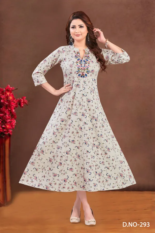 Beige_Floral_Print_A-Line_Midi_Dress_With_Embroidered_Yoke