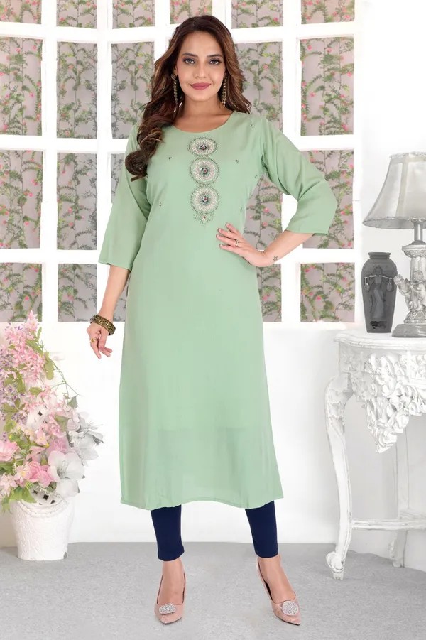 Mint_Green_Women_Embroidered_Straight_Kurta_With_Slit
