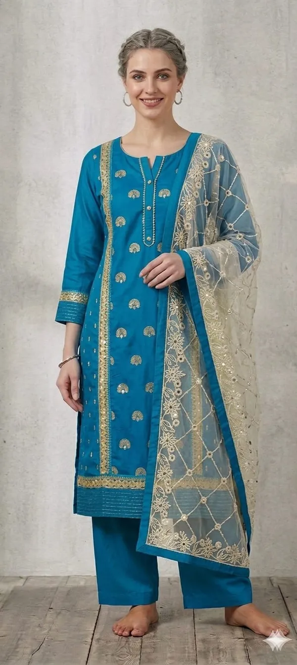 Blue_Embroidered_Salwar_Suit_Set_With_Dupatta
