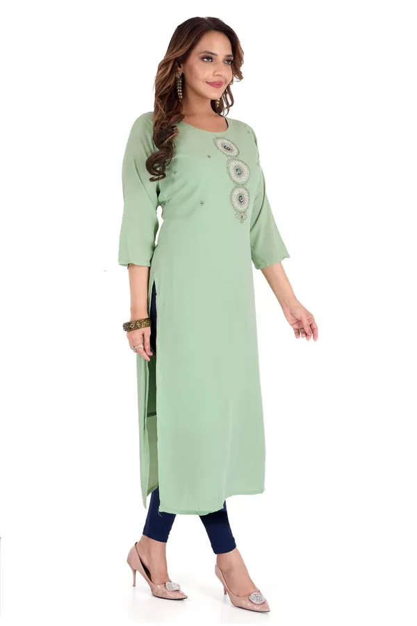 Mint_Green_Women_Embroidered_Straight_Kurta_With_Slit