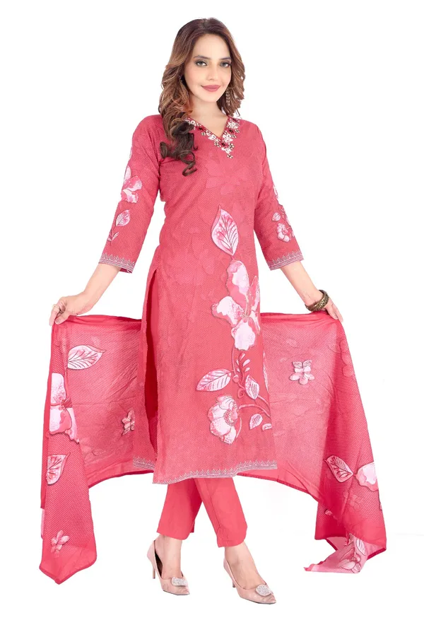 Pink_Floral_Printed_Cotton_Suit_Set_With_Dupatta_-_Women'S_Ethnic_Wear