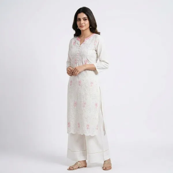 White_Chikankari_Embroidered_Kurta_With_Palazzo_Set