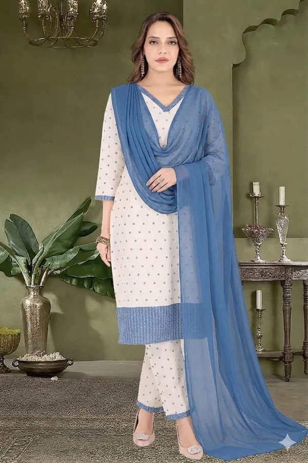 White_&_Blue_Embroidered_Salwar_Suit_Set_With_Dupatta_