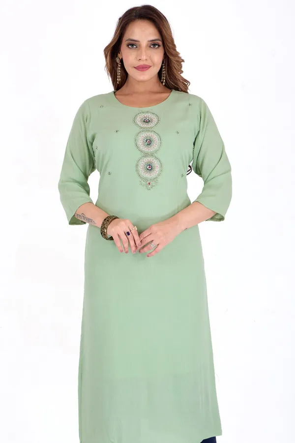 Mint_Green_Women_Embroidered_Straight_Kurta_With_Slit