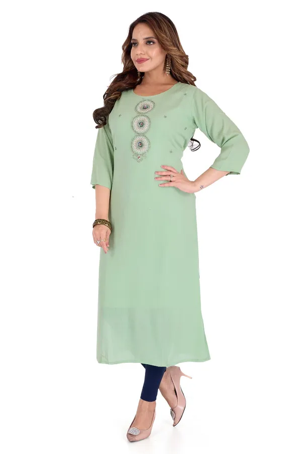 Mint_Green_Women_Embroidered_Straight_Kurta_With_Slit