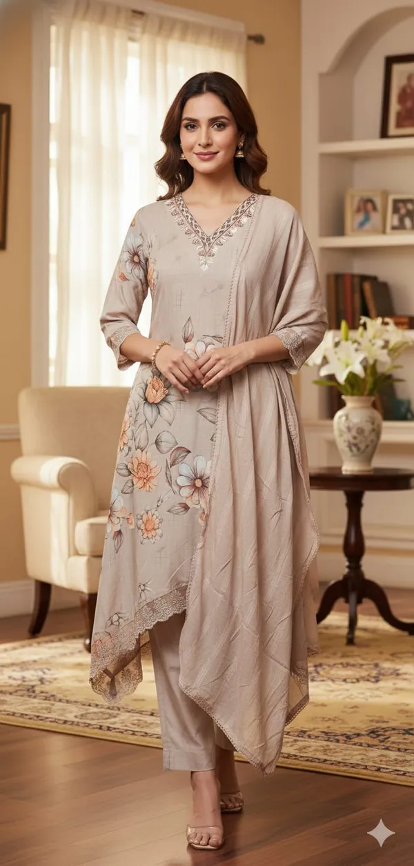 Beige_Floral_Embroidered_Kurta_Set_With_Dupatta_-_Ethnic_Wear_For_Women