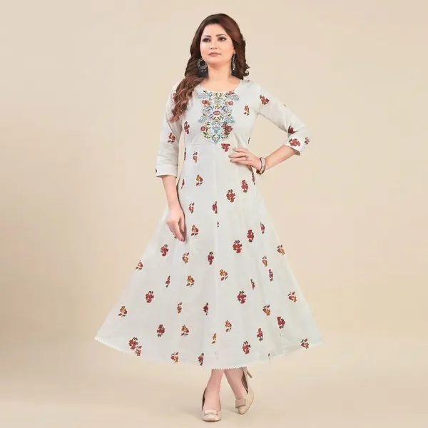 White_Floral_Embroidered_Anarkali_Kurti