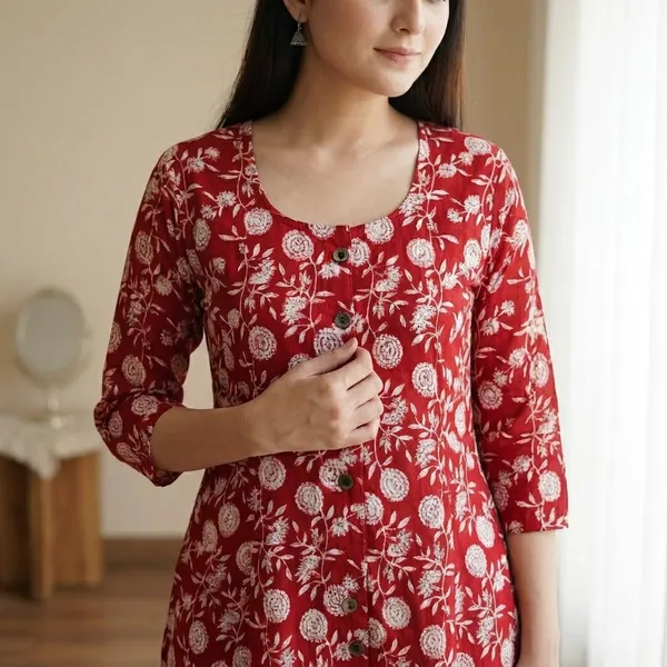 Red_Women_Floral_Print_A-Line_Dress_With_Pockets