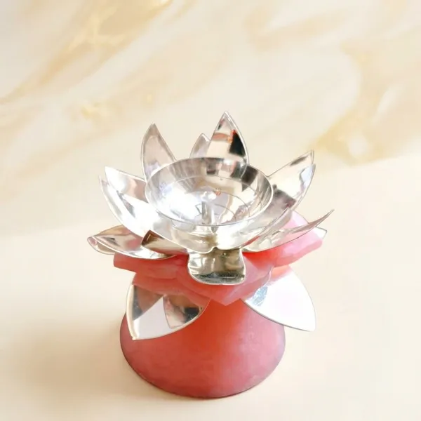 Vintage_Silver_Finish_Plated_Lotus_Diya_With_Blush_Pink_Base_Artisanal_Oil_Lamp_For_Divine_Pooja_And_Festivals