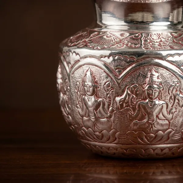 Hand_Etched_Vintage_Silver_Finish_Plated_Artisanal_Bowl_With_Intricate_Embossed_Design