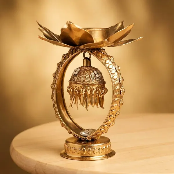 Artisanal_Lustrous_Gold_Lotus_Diya_Hanging_Stand_Pack_Of_2