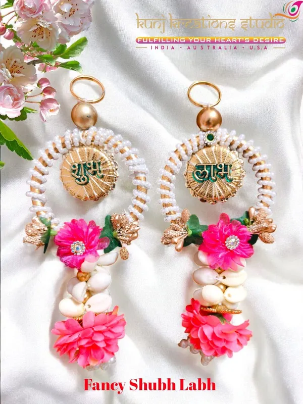 Fancy_Prosperity_Shubh_Labh_Artisanal_Door_Hanging_With_Floral_And_Pearl_Embellishments_Pack_Of_2
