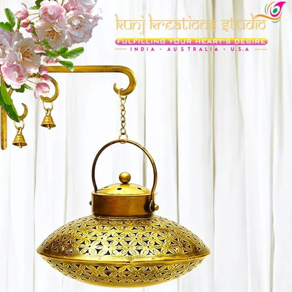 Artisanal_Hanging_Polished_Brass_Incense_Burner_With_Floral_Cutwork_Design