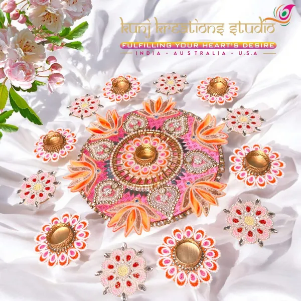 Artisanal_Diya_Pack_Blush_Pink_And_Gold_Floral_Design_With_Multiple_Pieces