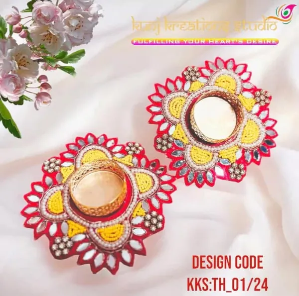 Artisanal_Tealight_Candle_Holders_Flower_Shaped_With_Mirror_And_Beadwork_Pack_Of_2