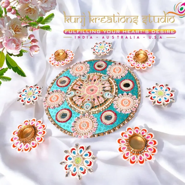 Hand_Etched_Kundan_Rangoli_Pack_With_Artisanal_Diyas_Turquoise_And_Gold