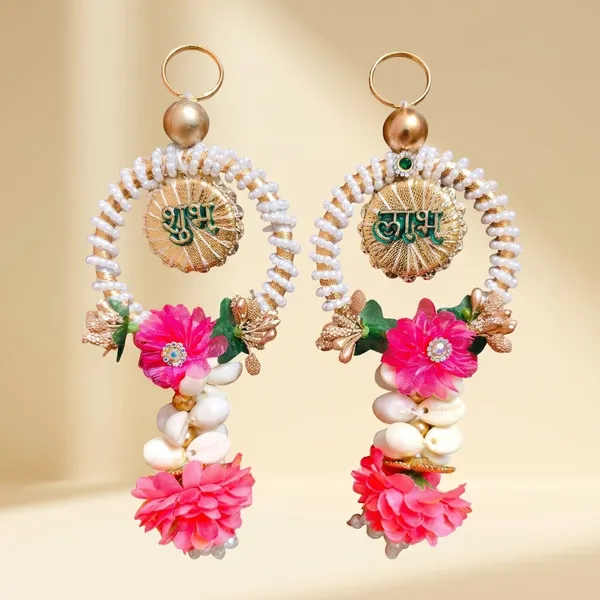 Fancy_Prosperity_Shubh_Labh_Artisanal_Door_Hanging_With_Floral_And_Pearl_Embellishments_Pack_Of_2