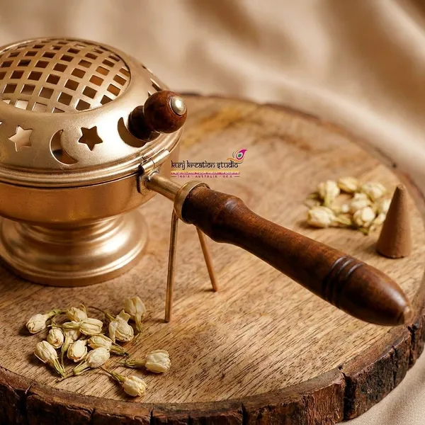 Polished_Brass_Incense_Burner_With_Wooden_Handle_And_Artisanal_Lid_Pack_Of_2