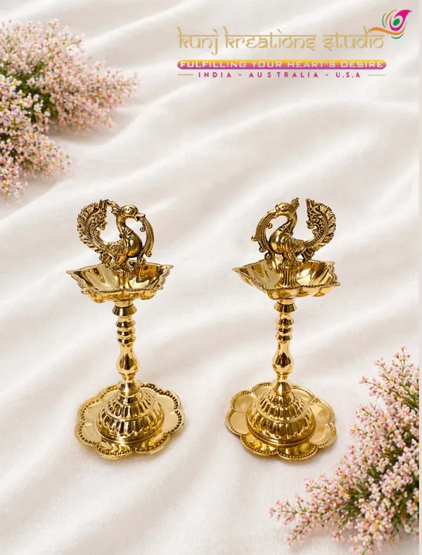 Polished_Brass_Regal_Peacock_Diya_Stand_Pair_Heritage_Oil_Lamp_Holder_For_Divine_Pooja_And_Home_Decor_Pack_Of_2