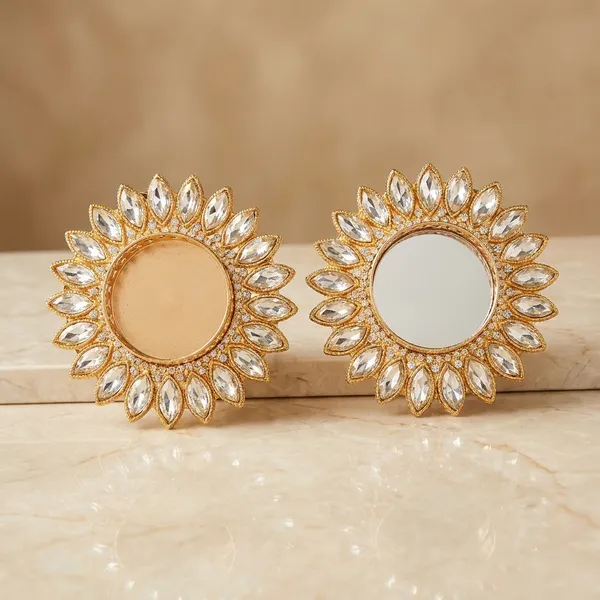 Artisanal_Sunburst_Mirror_Tealight_Holder_Lustrous_Gold_With_Crystal_Accents_Pack_Of_2