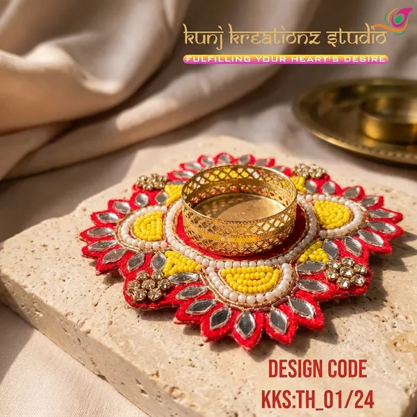 Artisanal_Tealight_Candle_Holders_Flower_Shaped_With_Mirror_And_Beadwork_Pack_Of_2