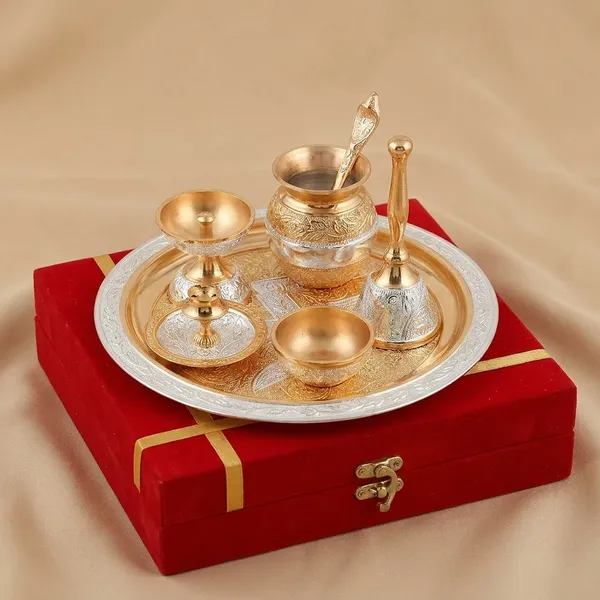 Premium_Gold_And_Vintage_Silver_Finish_Plated_Divine_Pooja_Thali_Pack_With_Red_Velvet_Gift_Box
