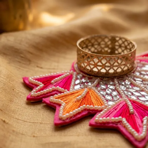 Hand_Etched_Blush_Pink_And_Orange_Artisanal_Diya_Pack_With_Star_Design_Pack_Of_2