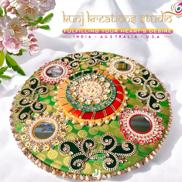 Hand_Etched_Designer_Divine_Pooja_Thali_With_Mirror_Work_And_Lustrous_Gold_Embellishments