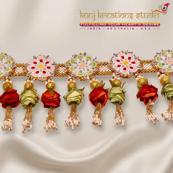 Artisanal_Silk_Flower_Toran_With_Lustrous_Gold_Beaded_Border_And_Hanging_Tassels