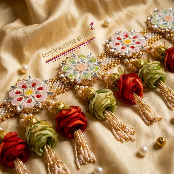 Artisanal_Silk_Flower_Toran_With_Lustrous_Gold_Beaded_Border_And_Hanging_Tassels