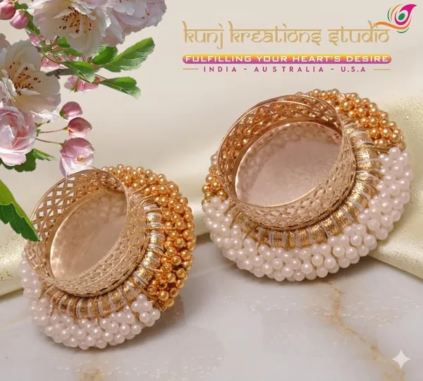 Lustrous_Gold_Pearl_Beaded_Artisanal_Diya_Plates_Pack_Of_2