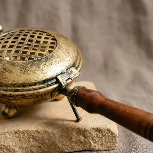 Polished_Brass_Incense_Burner_With_Wooden_Handle