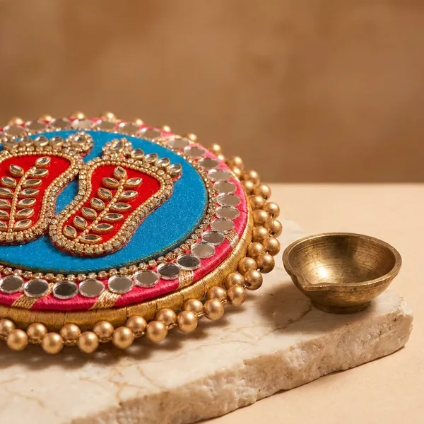 Hand_Etched_Artisanal_Divine_Pooja_Thali_Pack_With_Goddess_Laxmi_Feet_Design_Pack_Of_2