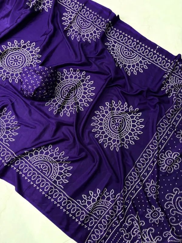 Blue_Color_Bandhani_Printed_Semi_Gaji_Silk_Saree