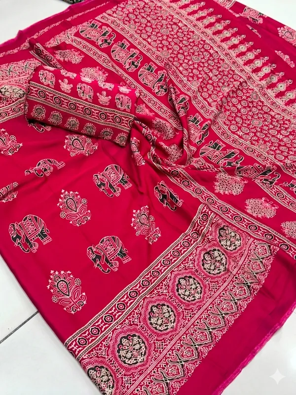 Beutifull_Elephant_designer_Ajrakh_Sareee
