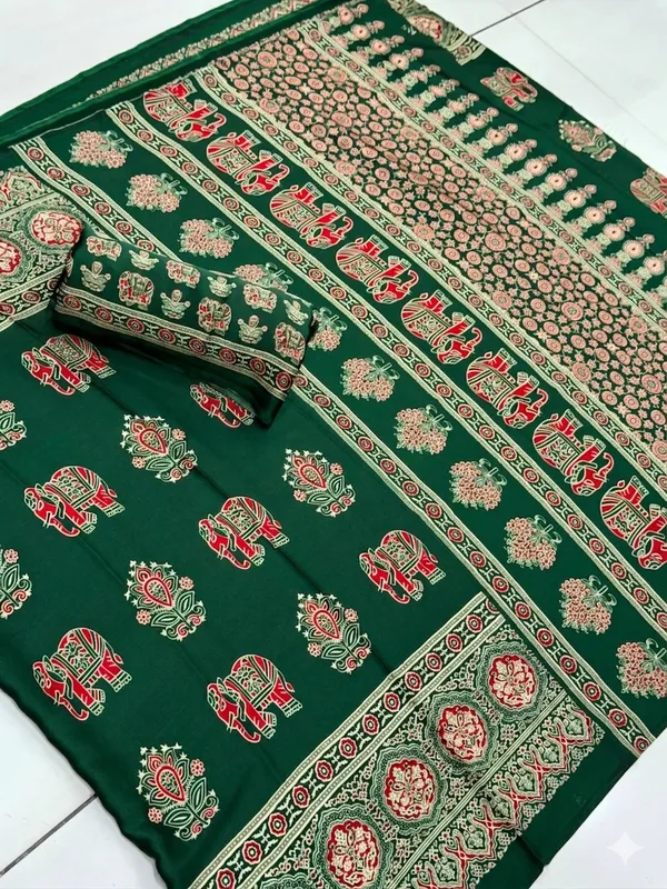 Beutifull_Gaji_Silk_Elephant_designer_Ajrakh_Sareee