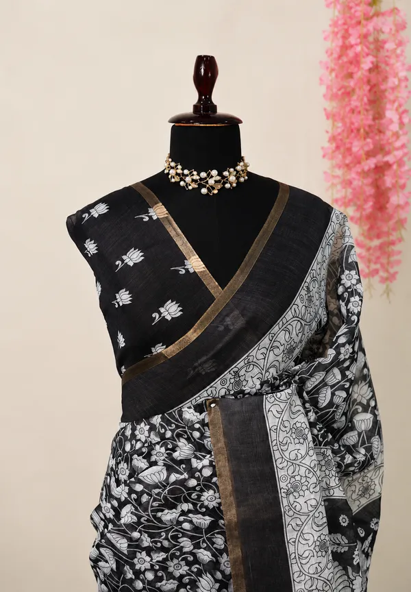 Black_color_flower_digital_printed_saree