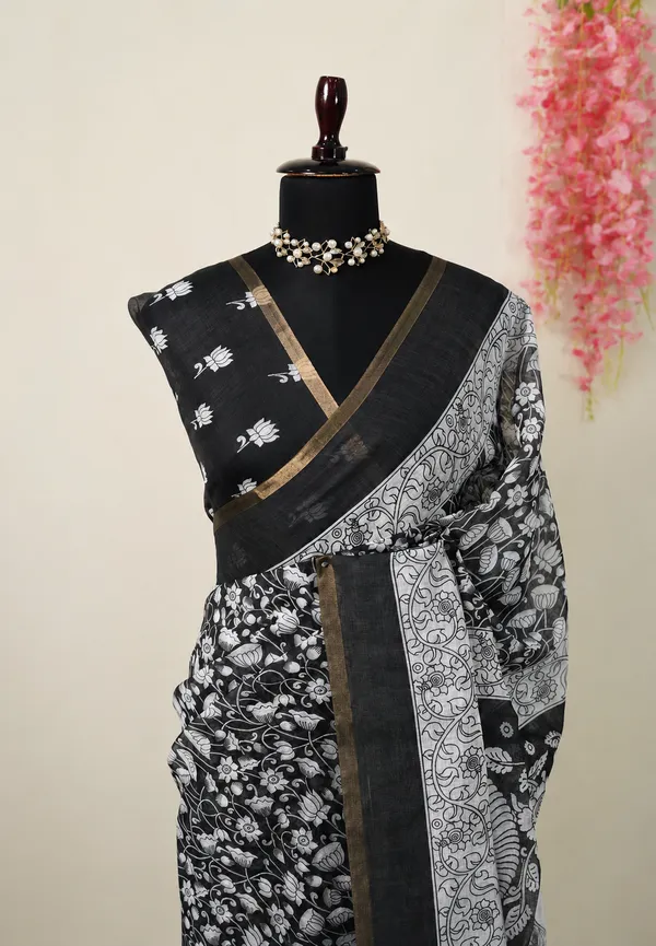 Black_color_flower_digital_printed_saree