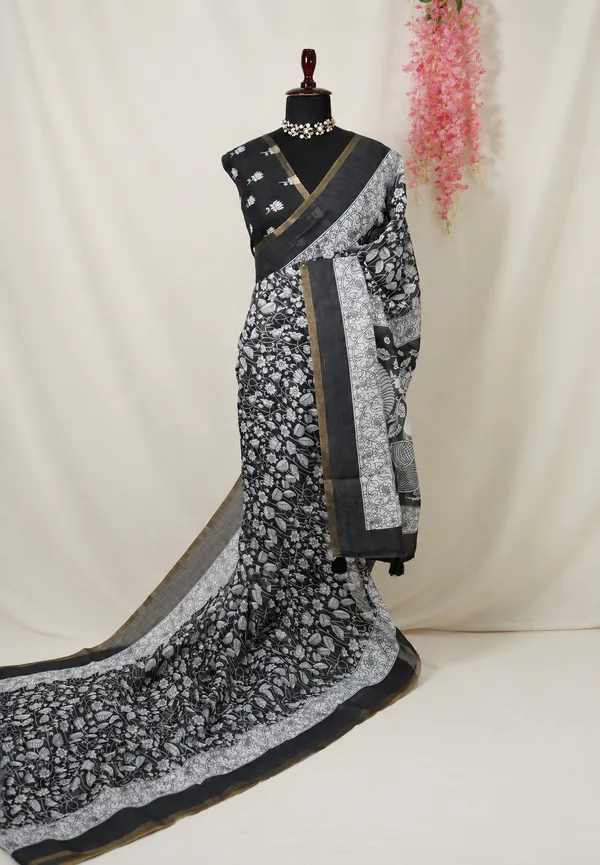 Black_color_flower_digital_printed_saree