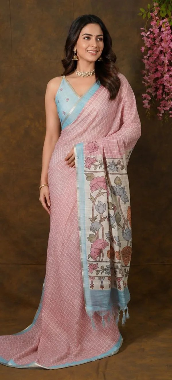Elegant_Multy_Linen_Saree_with_Blouse_–_Perfect_for_Festive_&_Casual_Wear
