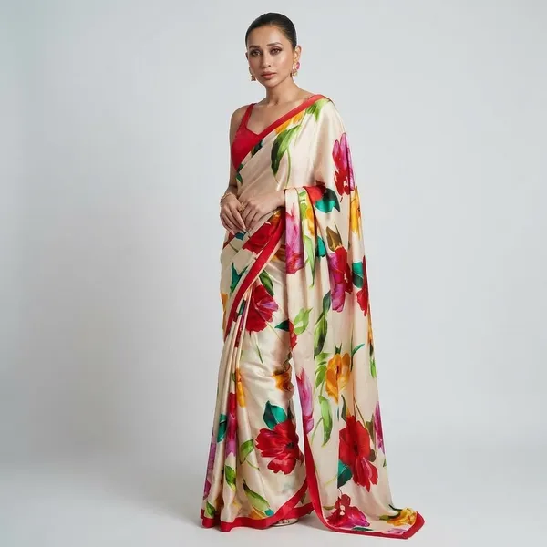 Multicolor_Flower_Digital_Printed_Crepe_Saree