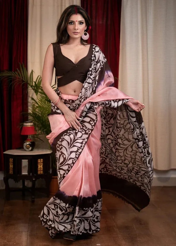 GULABIKAPRINTED_SAREE_WITH_UNSTICHED_BLOUSE