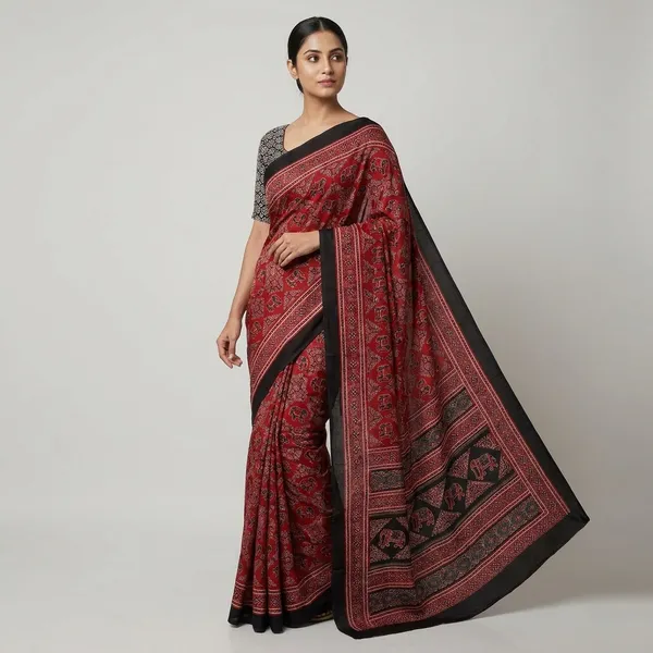 Multicolor_Premium_Ajrakh_Soft_Modal_Semi_Gaji_Silk_Saree