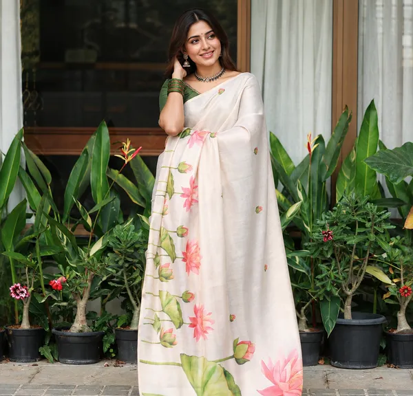 LUXE_FLORAL_PRINTED_SAREE_WITH_UNSTICHED_BLOUSE