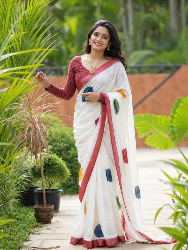 POLKA_DOT_LINEN_BLEND_HANDLOOM_PRINT_SAREE