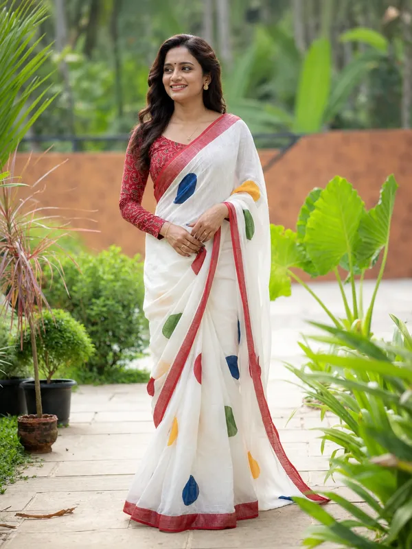 POLKA_DOT_LINEN_BLEND_HANDLOOM_PRINT_SAREE